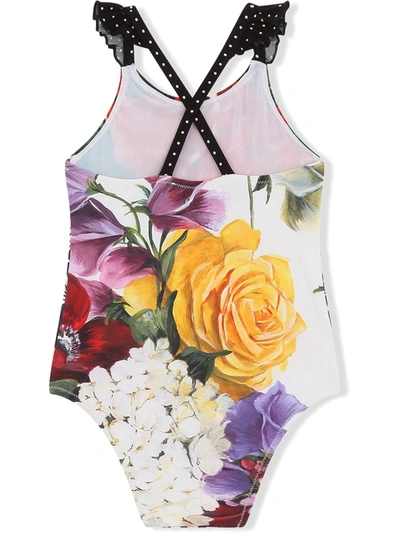 Shop Dolce & Gabbana Mixed-print Swimsuit In White
