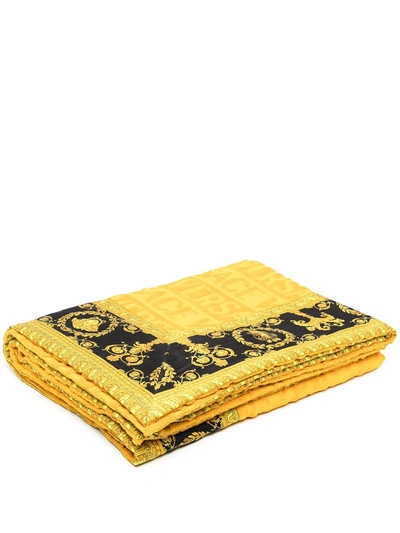 Shop Versace Home Logo-print Bath Towel In Yellow