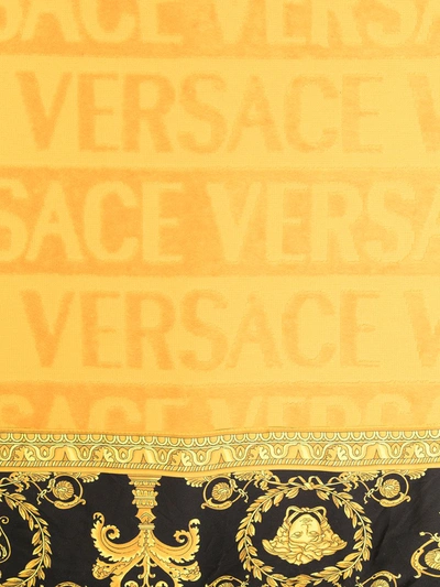 Shop Versace Home Logo-print Bath Towel In Yellow