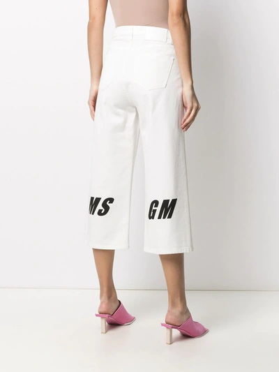 Msgm Logo-print Cropped Jeans In Neutrals