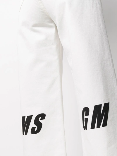 Msgm Logo-print Cropped Jeans In Neutrals