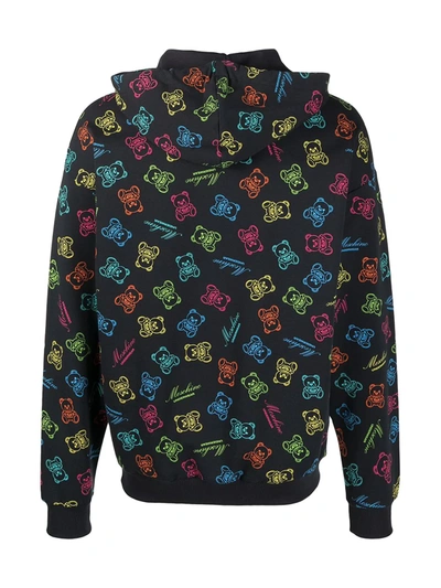 Shop Moschino All-over Teddy Print Hoodie In Black