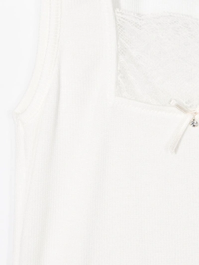 Shop La Perla Lace-panel Sleeveless Top In White