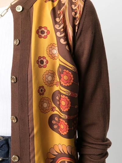 Pre-owned Hermes 1990s Floral-printed Panelled Cardigan In Brown