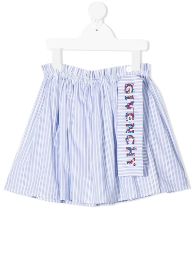 Shop Givenchy Embroidered Striped Skirt In Blue