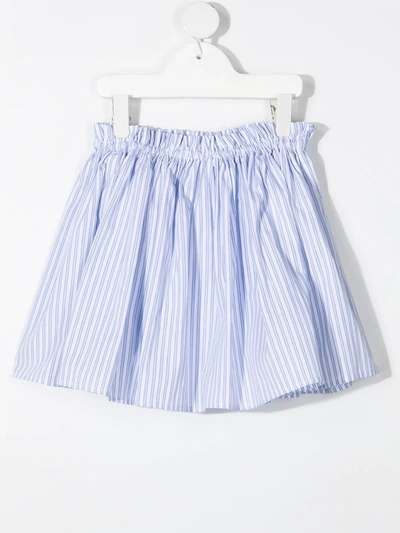 Shop Givenchy Embroidered Striped Skirt In Blue