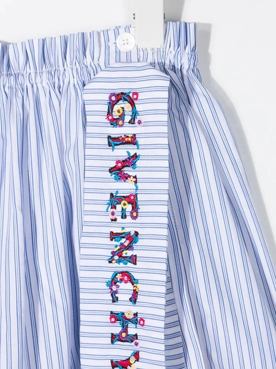 Shop Givenchy Embroidered Striped Skirt In Blue
