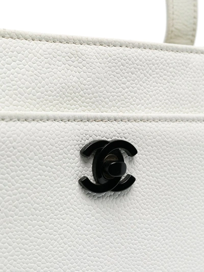 Pre-owned Chanel 1997 Coco Mini Tote Bag In White
