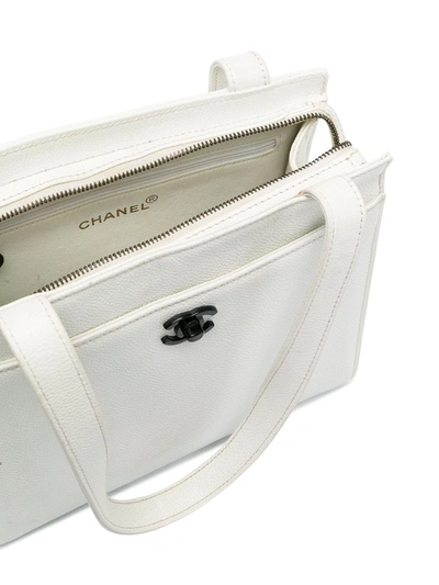 Pre-owned Chanel 1997 Coco Mini Tote Bag In White