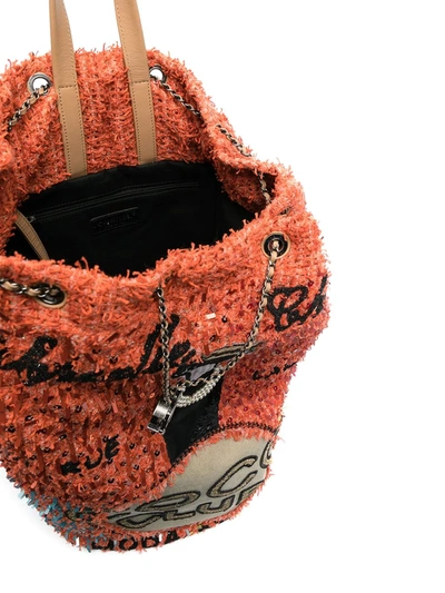 Pre-owned Chanel 2019 Coco Club Tweed Backpack In Orange