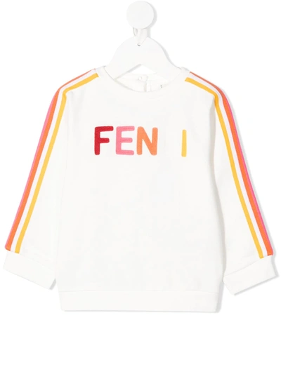 Shop Fendi Embroidered-logo Sweatshirt In White