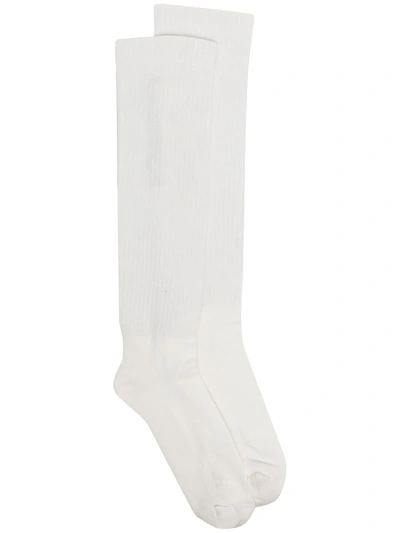 Shop Rick Owens Phlegethon Ribbed Socks In White