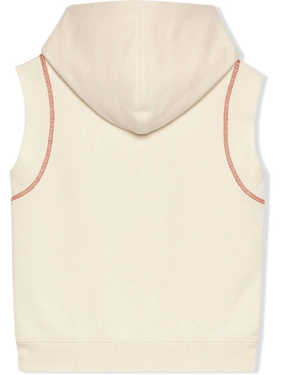 Shop Gucci Logo-print Sleeveless Hoodie In White