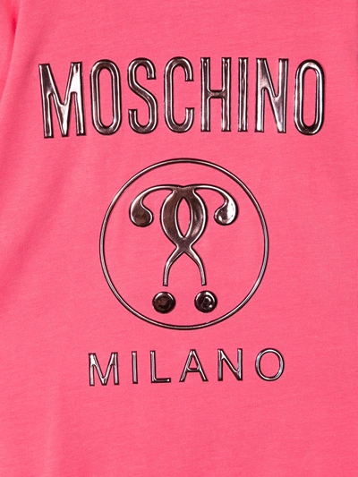 Shop Moschino Metallic Logo Bodysuit And Hat In Pink