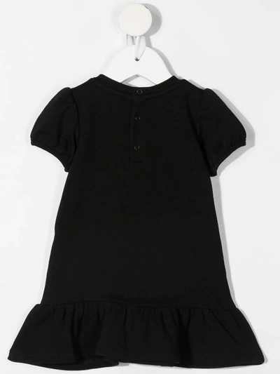 Shop Moschino Rhinestone-logo T-shirt Dress In Black