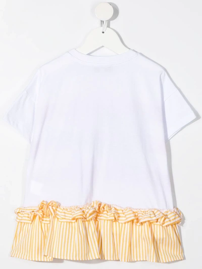 Shop Simonetta Striped Sequinned-logo Cotton T-shirt In White