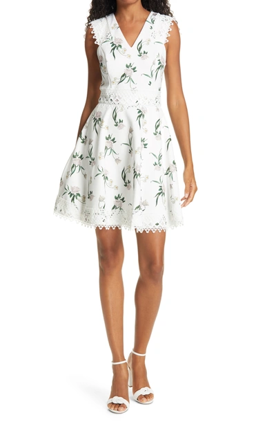 Shop Ted Baker Nolla Floral & Lace Skater Dress In White