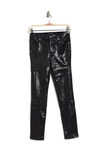 Shop Rta Madrid High-waisted Lambskin Leather Skinny Pants In Black Scale