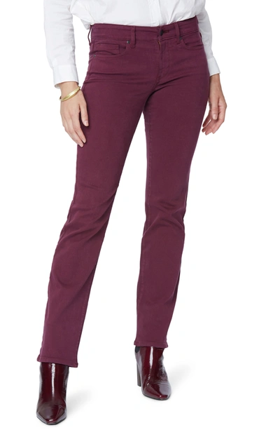 Shop Nydj Marilyn Straight Leg Stretch Jeans In Deep Merlot