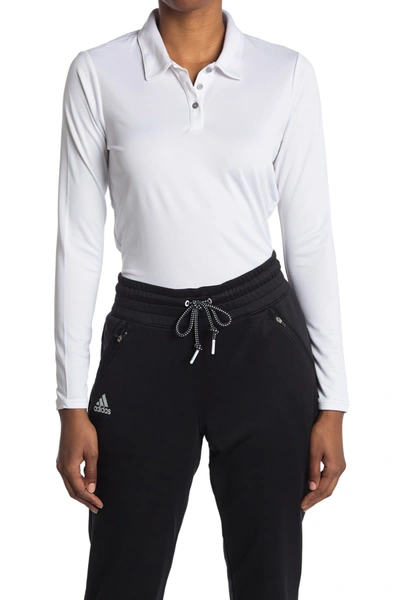 Shop Adidas Golf Tournament Long Sleeve Polo In White