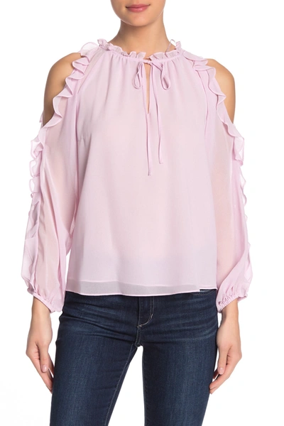 Shop 1.state Ruffle Cold Shoulder Top In Orchid Bud
