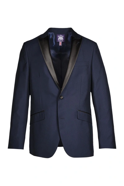 Savile Row Co Navy Peak Lapel Slim Fit Tuxedo Jacket In Navy