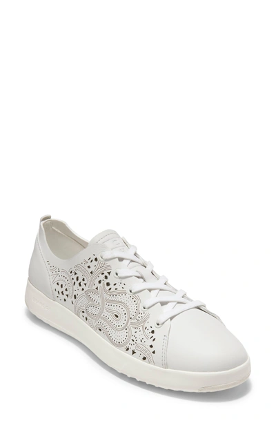 Shop Cole Haan Grandpro Laser Cut Sneaker In Optic White Leather
