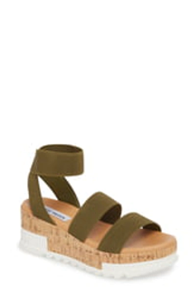 Shop Steve Madden Bandi Platform Wedge Sandal In Olive