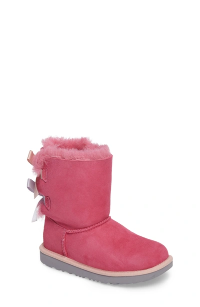 Shop Ugg ® Bailey Bow Ii Water Resistant Genuine Shearling Boot In Pink/ Blue Suede
