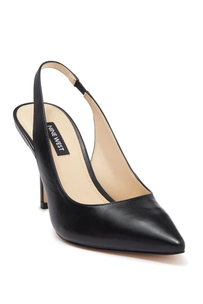 Shop Nine West Holly Leather Pointed Toe Slingback Pump In Blkle
