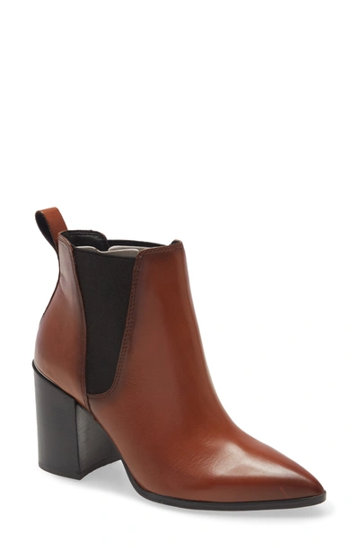 Shop Steve Madden Knoxi Pointed Toe Bootie In Cognac Leather