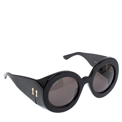 Pre-owned Gucci Black/ Grey Gg0779s Oversized Round Acetate Sunglasses