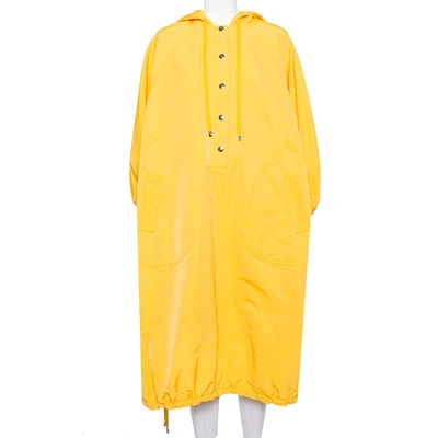 Pre-owned Dolce & Gabbana Yellow Cotton Half Button Oversized Hooded Parka Coat S