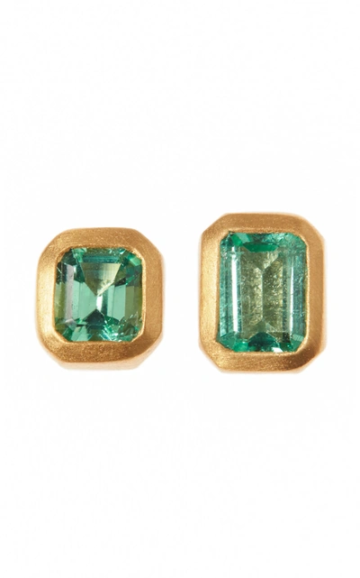 Shop Darius 18k Yellow Gold Mini Mint Emerald Studs