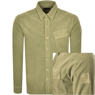 Shop Belstaff Pitch Corduroy Long Sleeved Shirt Green