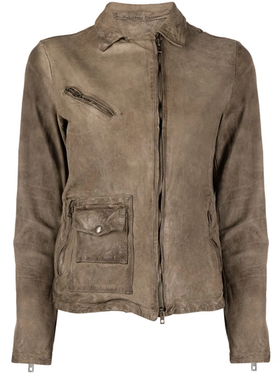 Shop Salvatore Santoro Zip-up Leather Jacket In Green