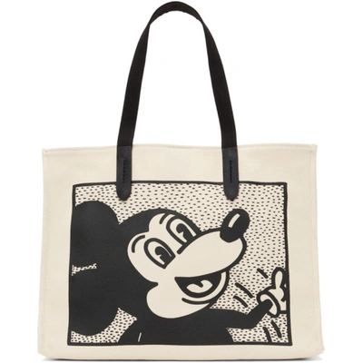 Shop Coach Beige & Black Keith Haring Edition Mickey Tote In Olcah