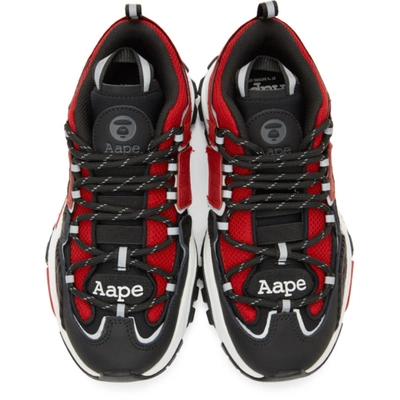 Shop Aape By A Bathing Ape Black & Red Dimension Sneakers In Rdb