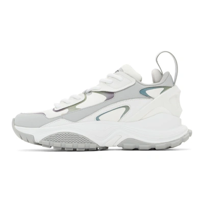 Shop Aape By A Bathing Ape White & Grey Iridescent Dimension Sneakers In Whe