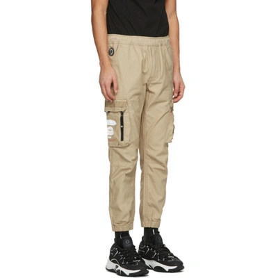 Shop Aape By A Bathing Ape Beige Logo Cargo Pants In Light Beige