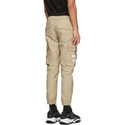 Shop Aape By A Bathing Ape Beige Logo Cargo Pants In Light Beige