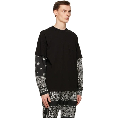 Shop Sacai Black Mix Print Archive Long Sleeve T-shirt In Blk/wht 003