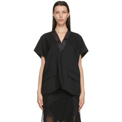 Shop Sacai Black Suiting V-neck Pullover In 001 Black