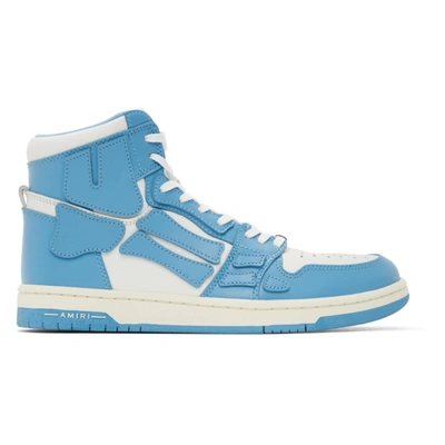 Shop Amiri Blue & White Skel Top Hi Sneakers In Powder Blue/white