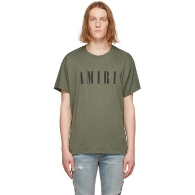 Luxury T-shirt for men - Amiri white logo khaki T-shirt