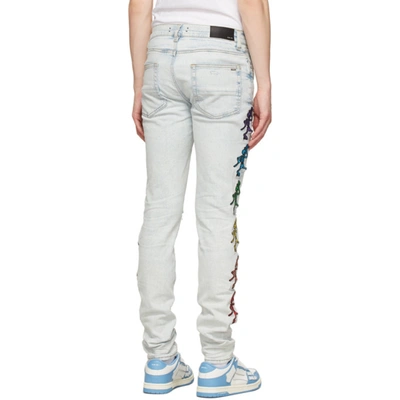 Shop Amiri Blue Grateful Dead Embroidery Jeans In Vintage Sky Indigo