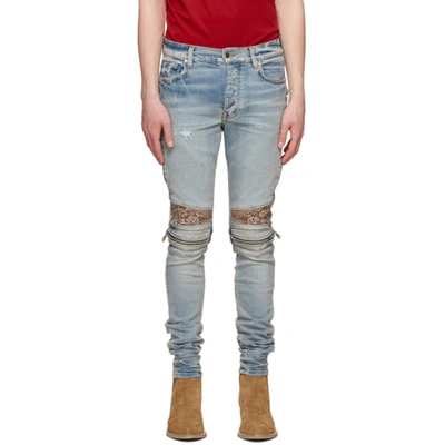 Shop Amiri Indigo & Brown Bandana Jeans In Clay Indigo