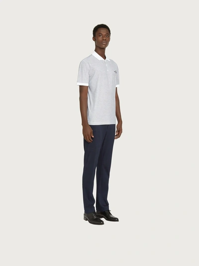 Shop Ferragamo Salvatore  Herren Kurzärmliges Polohemd Mit Mikrostreifen In White