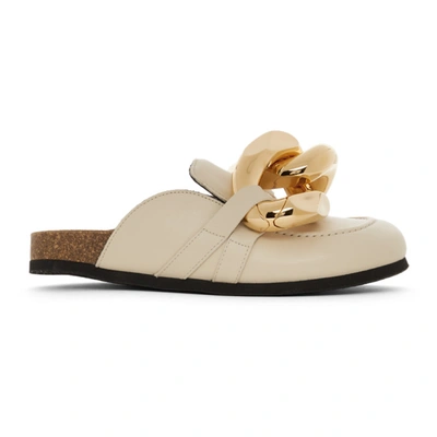 Shop Jw Anderson Beige Chain Slippers In Open Beige