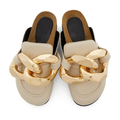 Shop Jw Anderson Beige Chain Slippers In Open Beige